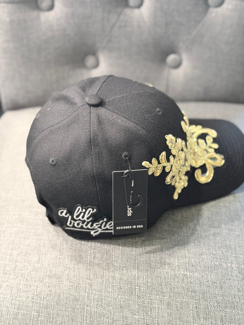 Black with lace trim