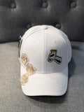 White hat with lace trim